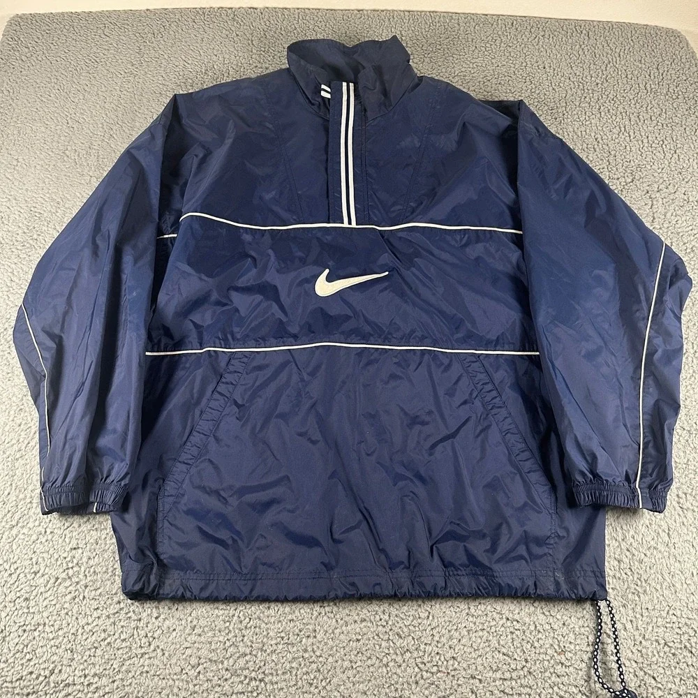 Vtg 90's Nike Windbreaker Jacket Pants Set Swoosh Mens L‎ Jacket XL Pants Navy